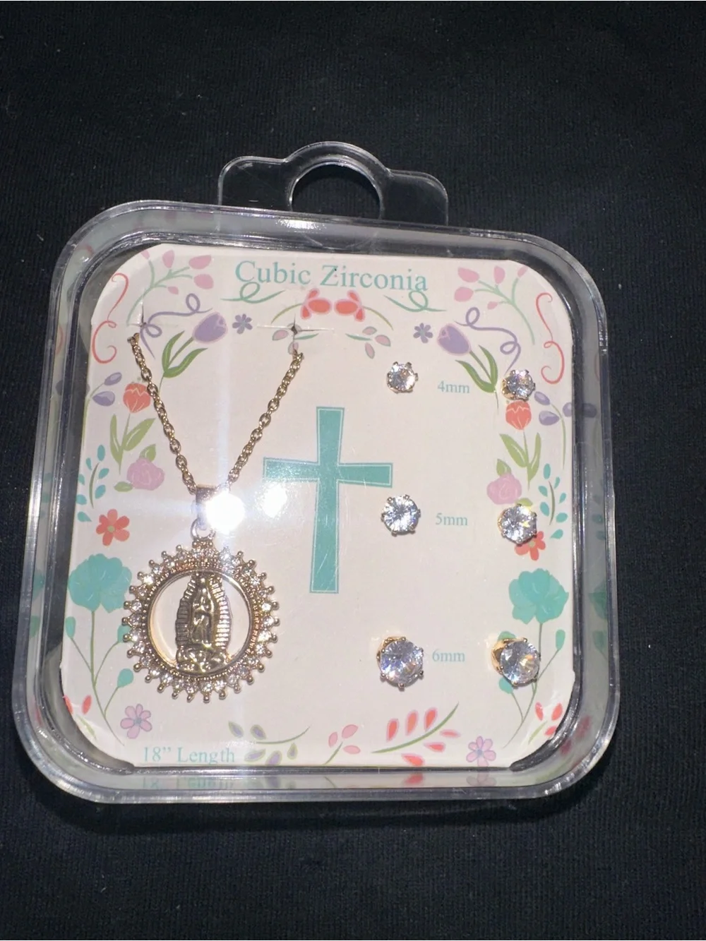 Praying Hands Pendant Necklace & Stud Earring Set — 18